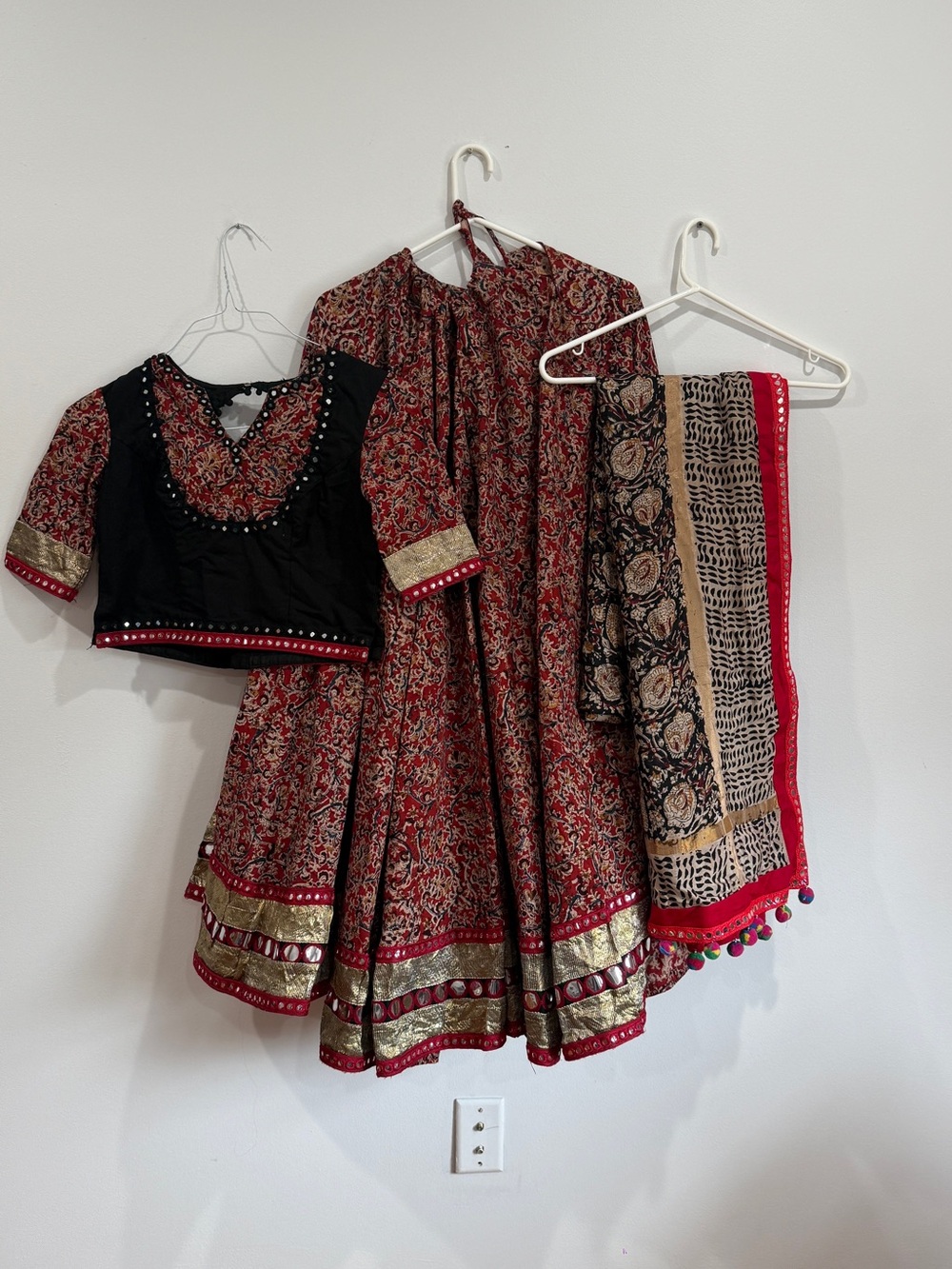 Traditional Red and Black Navratri Lehenga Choli Set for Garba